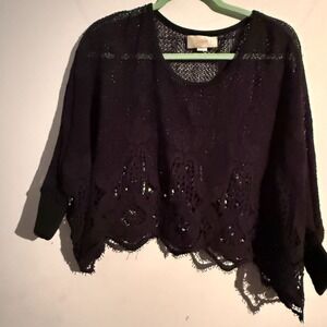 Anthropologie Woo Small Crochet Lace Boho Fairy Grunge Knit Festival Top